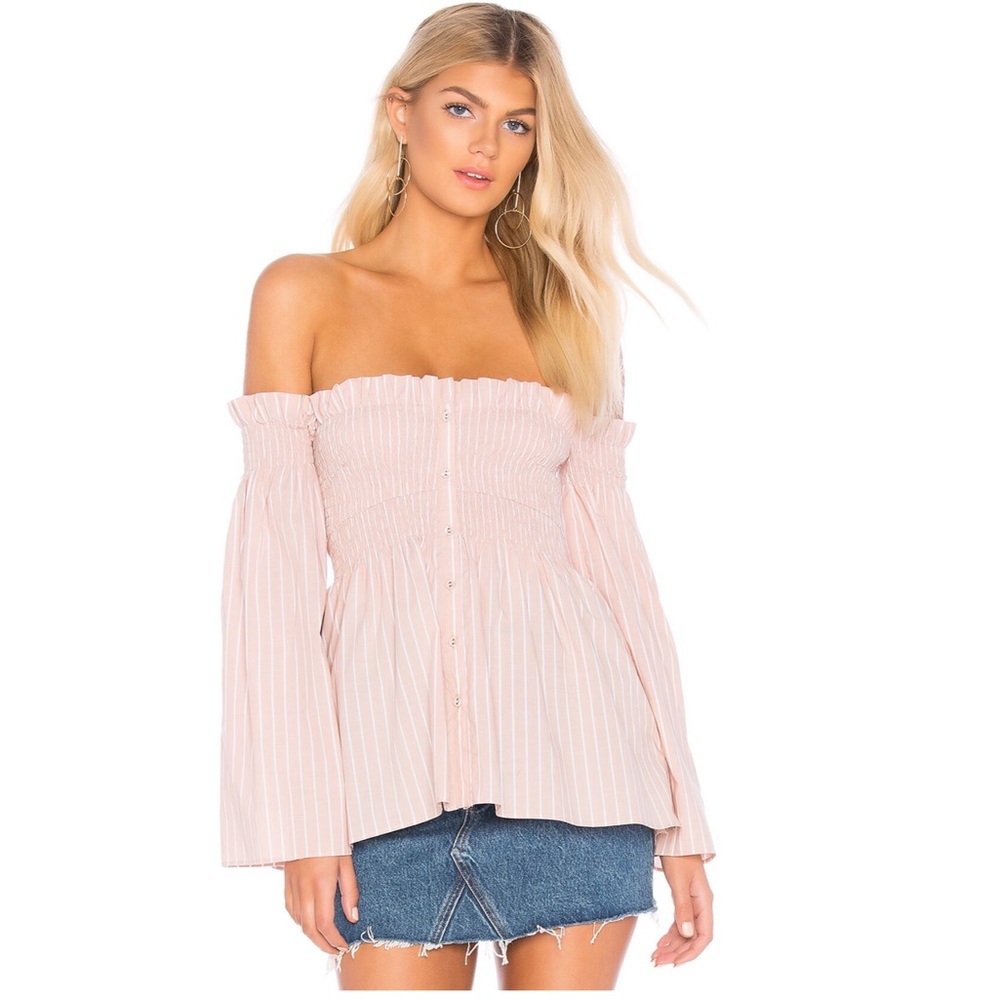 ASTR Shelby Off The Shoulder Top in Blush